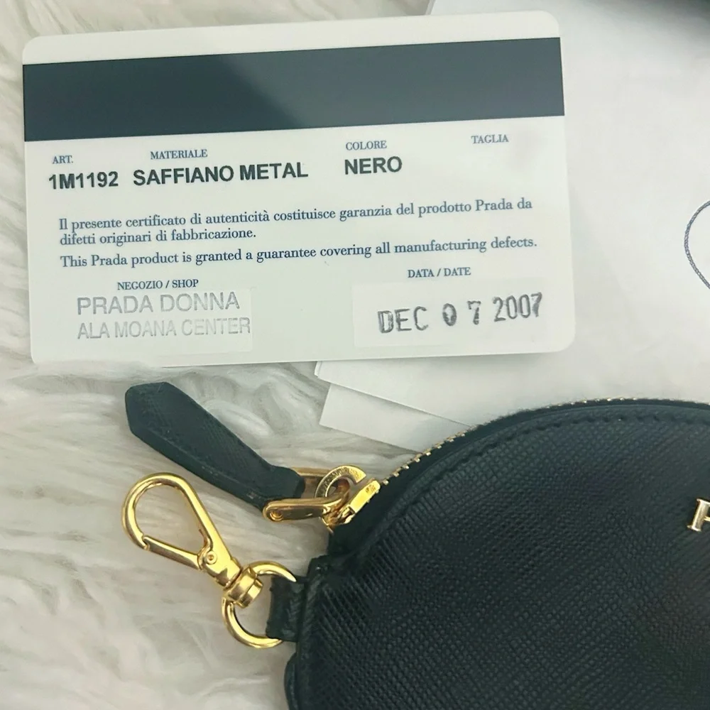 Prada Nero Saffiano Leather Black Pouch Gold Hardware New with Authenticity - Picture 3 of 6